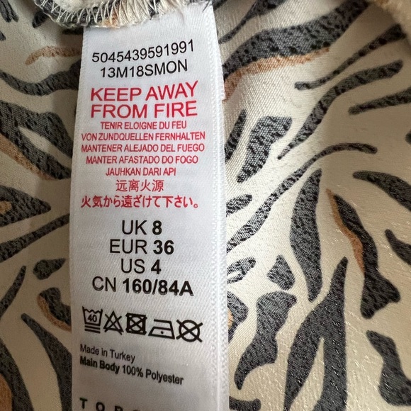 Topshop Animal Print Blouse Size 4 - Picture 3 of 7